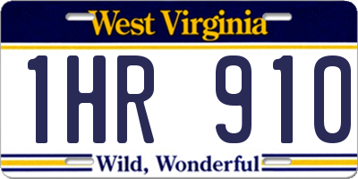 WV license plate 1HR910