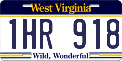 WV license plate 1HR918
