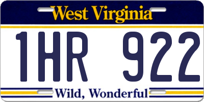 WV license plate 1HR922
