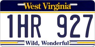 WV license plate 1HR927