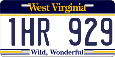 WV license plate 1HR929