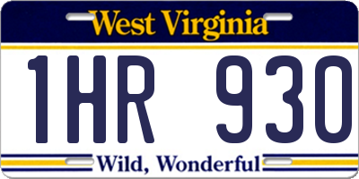 WV license plate 1HR930