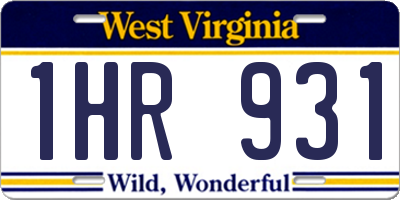 WV license plate 1HR931