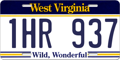 WV license plate 1HR937