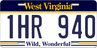 WV license plate 1HR940