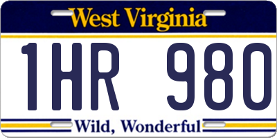 WV license plate 1HR980