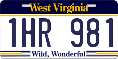 WV license plate 1HR981