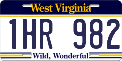 WV license plate 1HR982