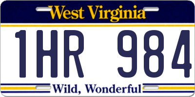 WV license plate 1HR984
