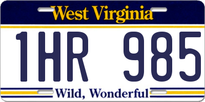 WV license plate 1HR985