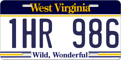WV license plate 1HR986