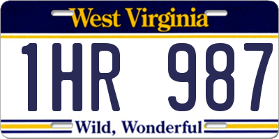 WV license plate 1HR987
