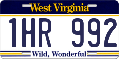 WV license plate 1HR992