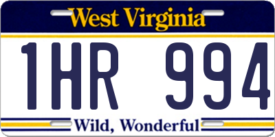 WV license plate 1HR994