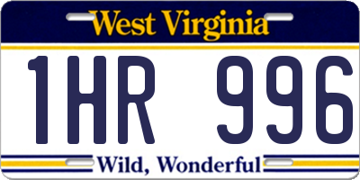 WV license plate 1HR996