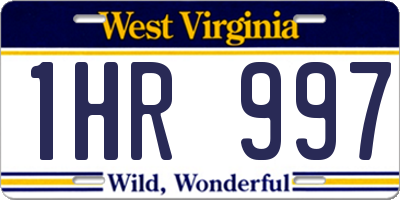 WV license plate 1HR997
