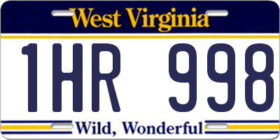WV license plate 1HR998