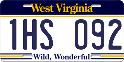 WV license plate 1HS092