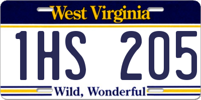 WV license plate 1HS205