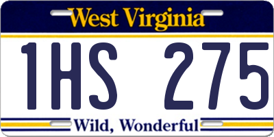 WV license plate 1HS275