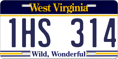 WV license plate 1HS314