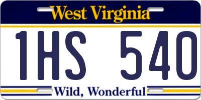 WV license plate 1HS540