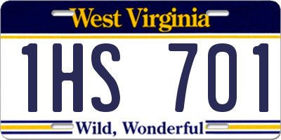 WV license plate 1HS701