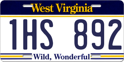 WV license plate 1HS892