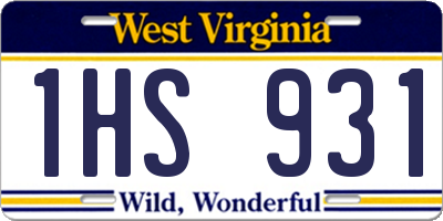 WV license plate 1HS931