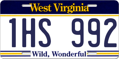 WV license plate 1HS992