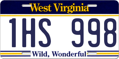 WV license plate 1HS998