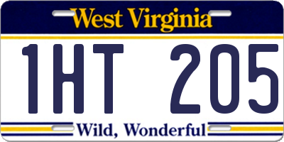 WV license plate 1HT205