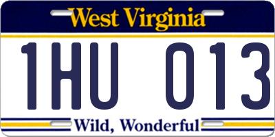 WV license plate 1HU013