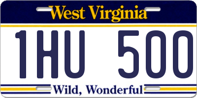WV license plate 1HU500