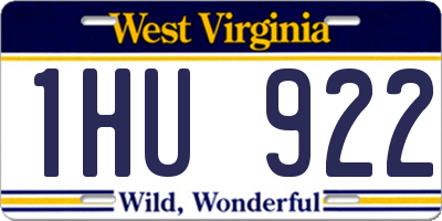 WV license plate 1HU922