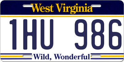 WV license plate 1HU986
