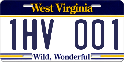 WV license plate 1HV001