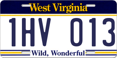 WV license plate 1HV013