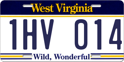 WV license plate 1HV014