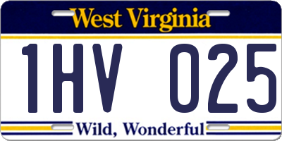 WV license plate 1HV025