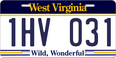 WV license plate 1HV031