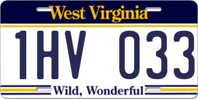 WV license plate 1HV033