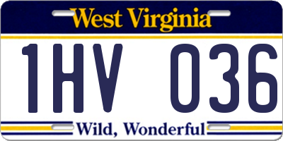 WV license plate 1HV036