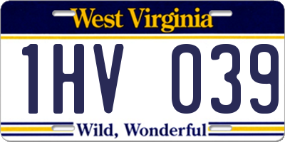 WV license plate 1HV039