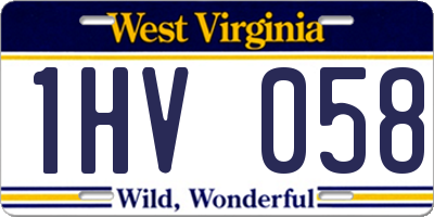 WV license plate 1HV058