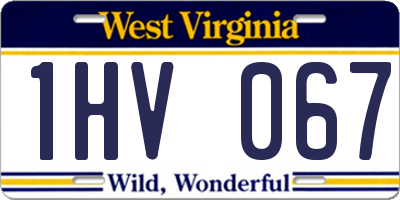 WV license plate 1HV067