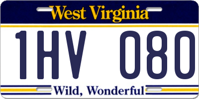WV license plate 1HV080