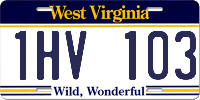 WV license plate 1HV103