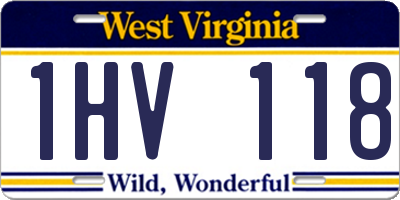 WV license plate 1HV118
