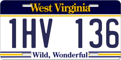 WV license plate 1HV136